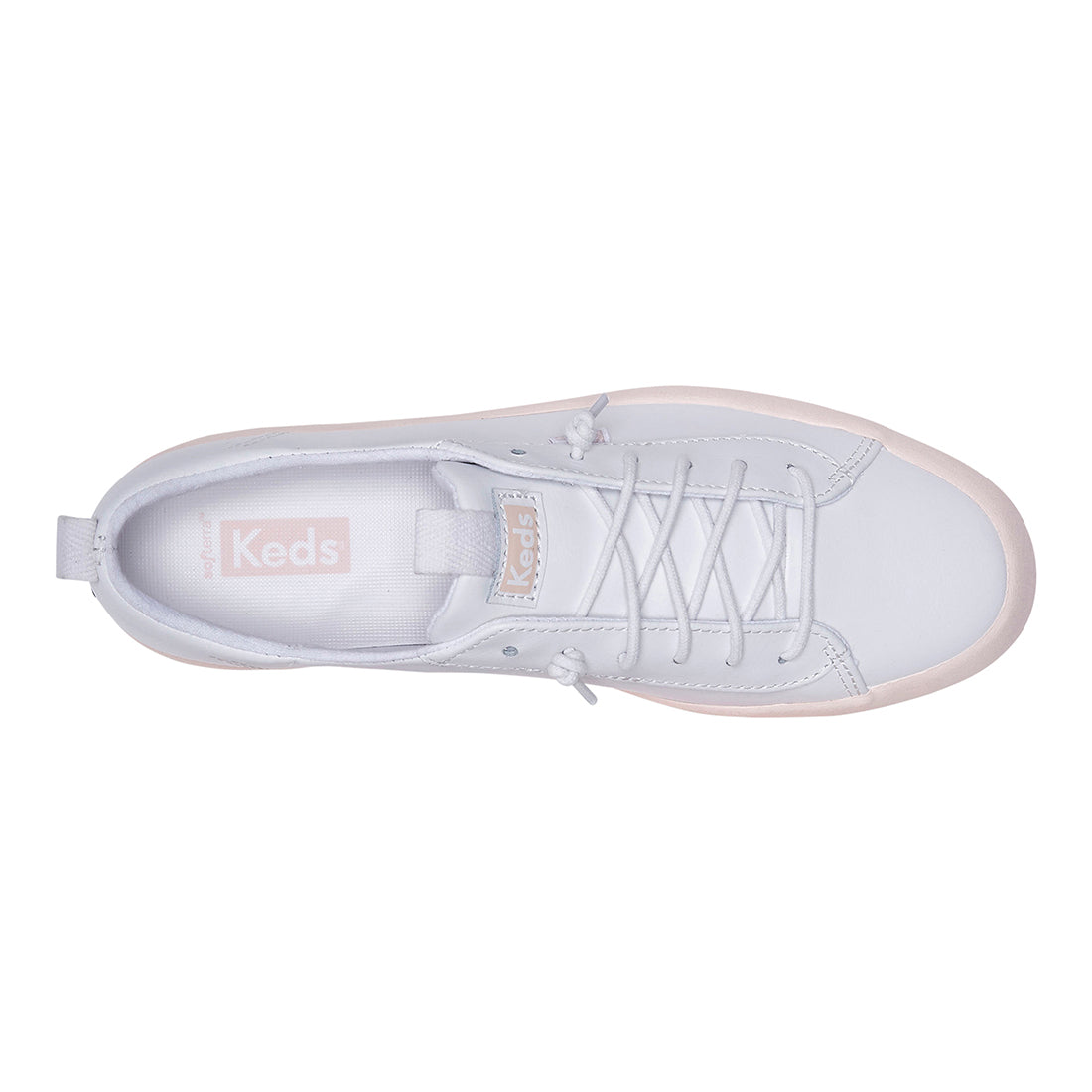 Keds Women's Kickback Leather Pop Foxing SMU Sneaker White/Blush (WH67986)