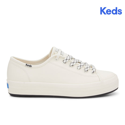 Keds Womens' Triple Kick Leather Bottom Foxing Stripe White/Black (WH67995)