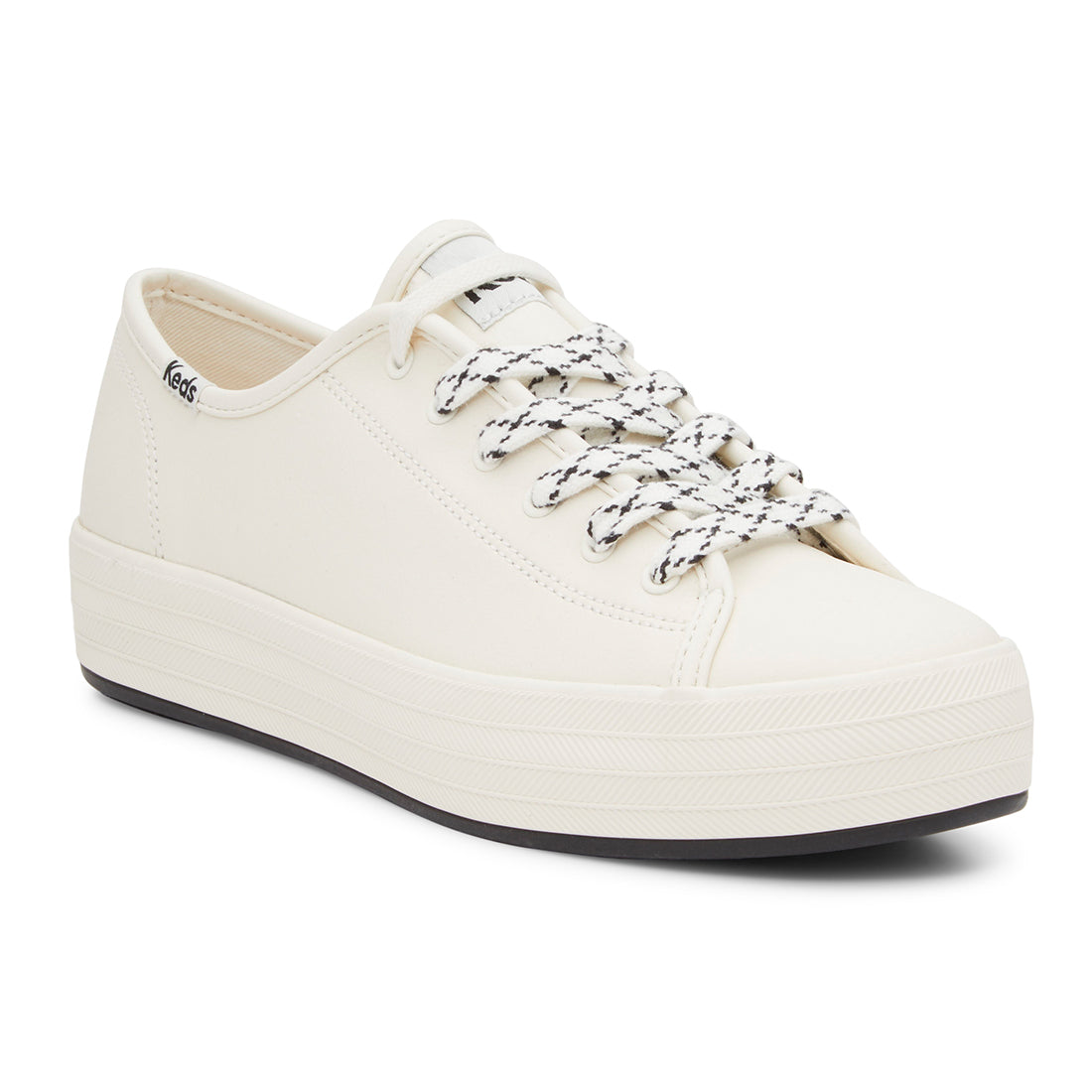 Keds Womens' Triple Kick Leather Bottom Foxing Stripe White/Black (WH67995)