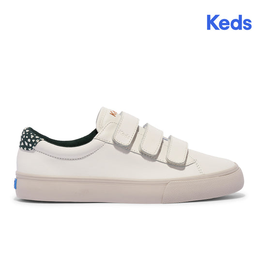 Keds Womens' Jump Kick V Leather Off White/Green (WH68004)