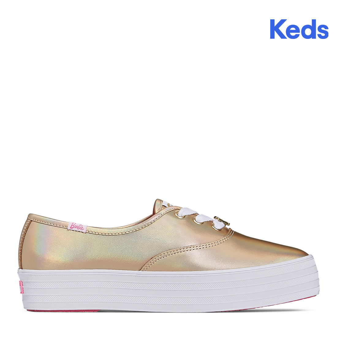 Keds Women's Barbie Point Metallic Leather Sneaker Gold (WH68062)
