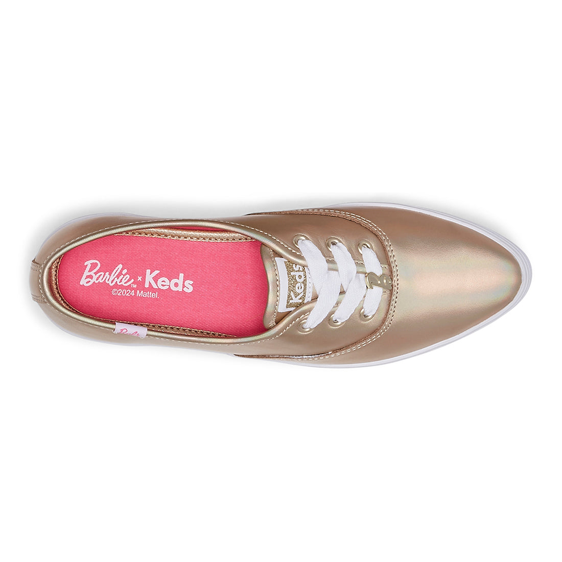 Keds Women's Barbie Point Metallic Leather Sneaker Gold (WH68062)