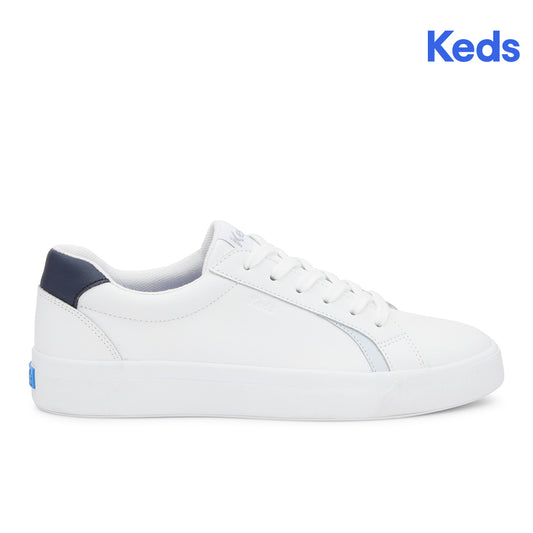 Keds Womens' Pursuit Leather Sneaker White/Blue (WH68071)