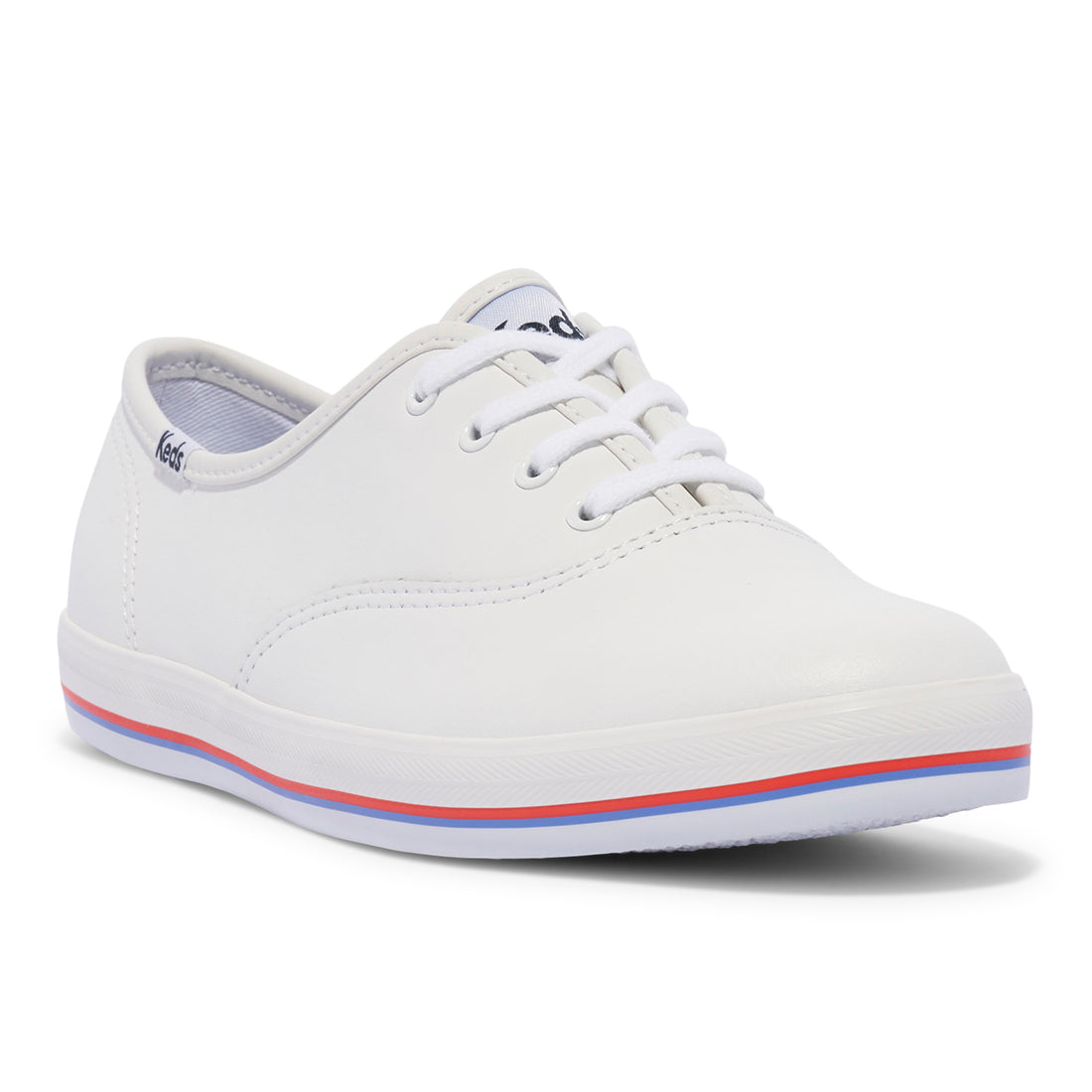 Keds Womens' Champion Leather Bottom Foxing Stripe White/Red/Blue (WH68076)
