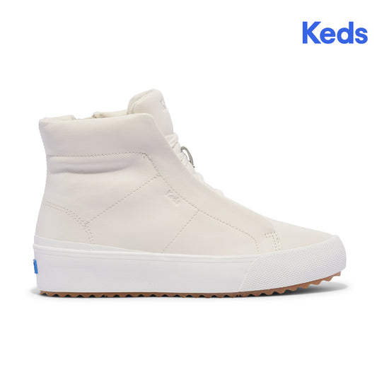Keds Womens' Remi Mid Zip Leather Off White (WH68100)