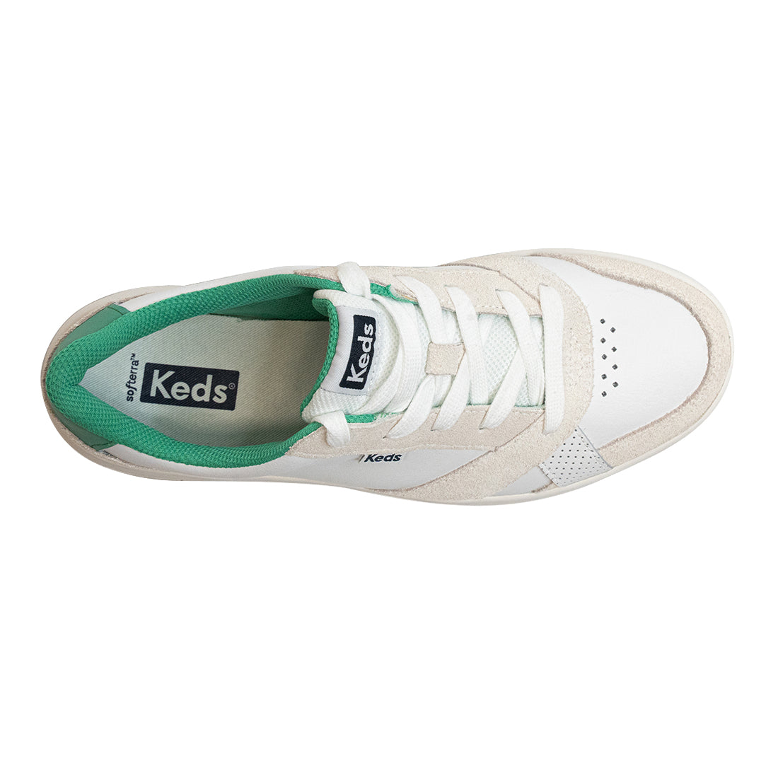 Keds Womens' The Court Leather Sneaker White/Green (WH68224)