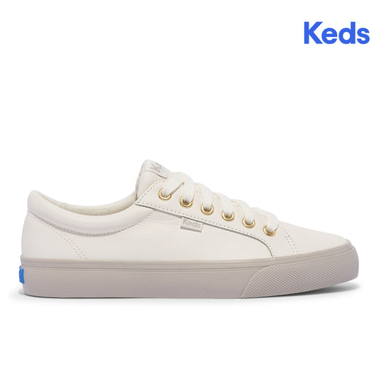 Keds Womens' Jump Kick Leather Sneaker Snow White (WH68235)