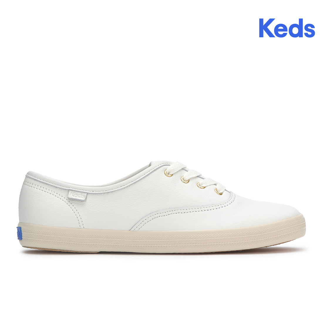 Keds Womens Champion Leather Tone Off Foxing Sneaker Snow White (WH68339)
