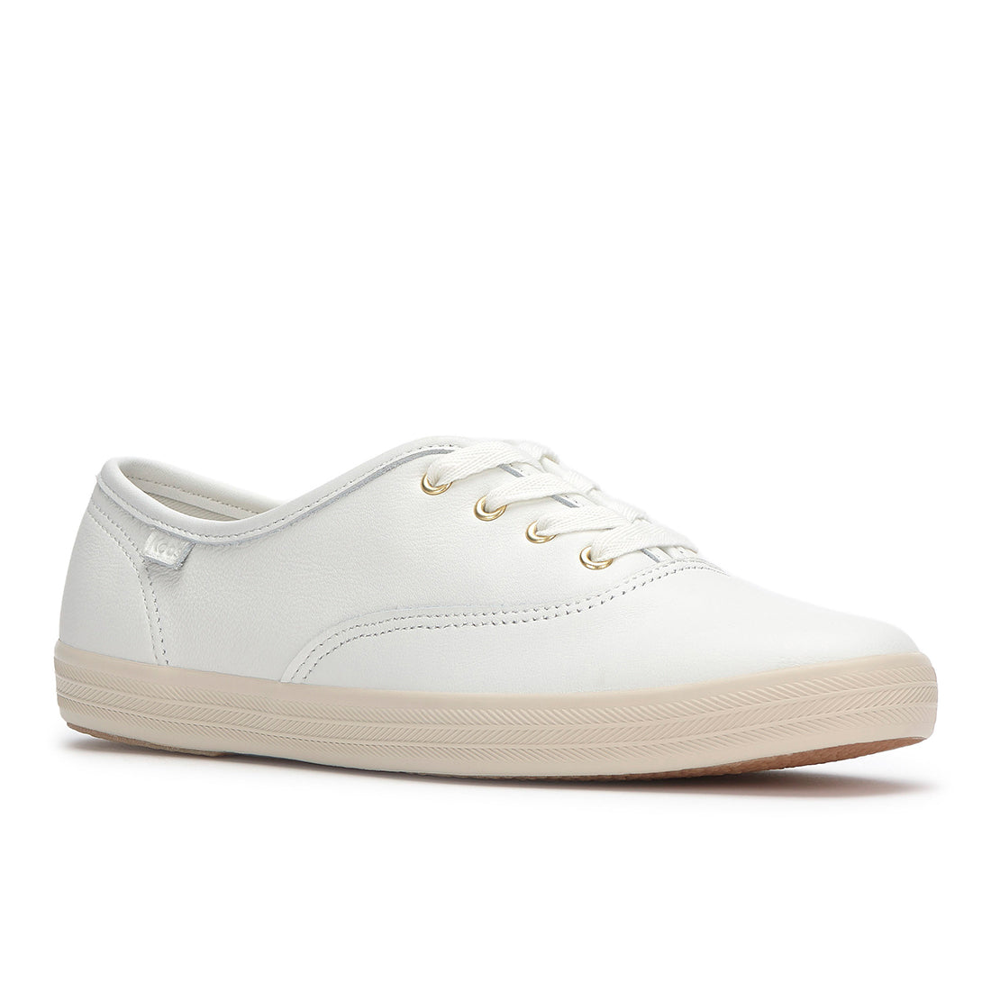 Keds Womens Champion Leather Tone Off Foxing Sneaker Snow White (WH68339)