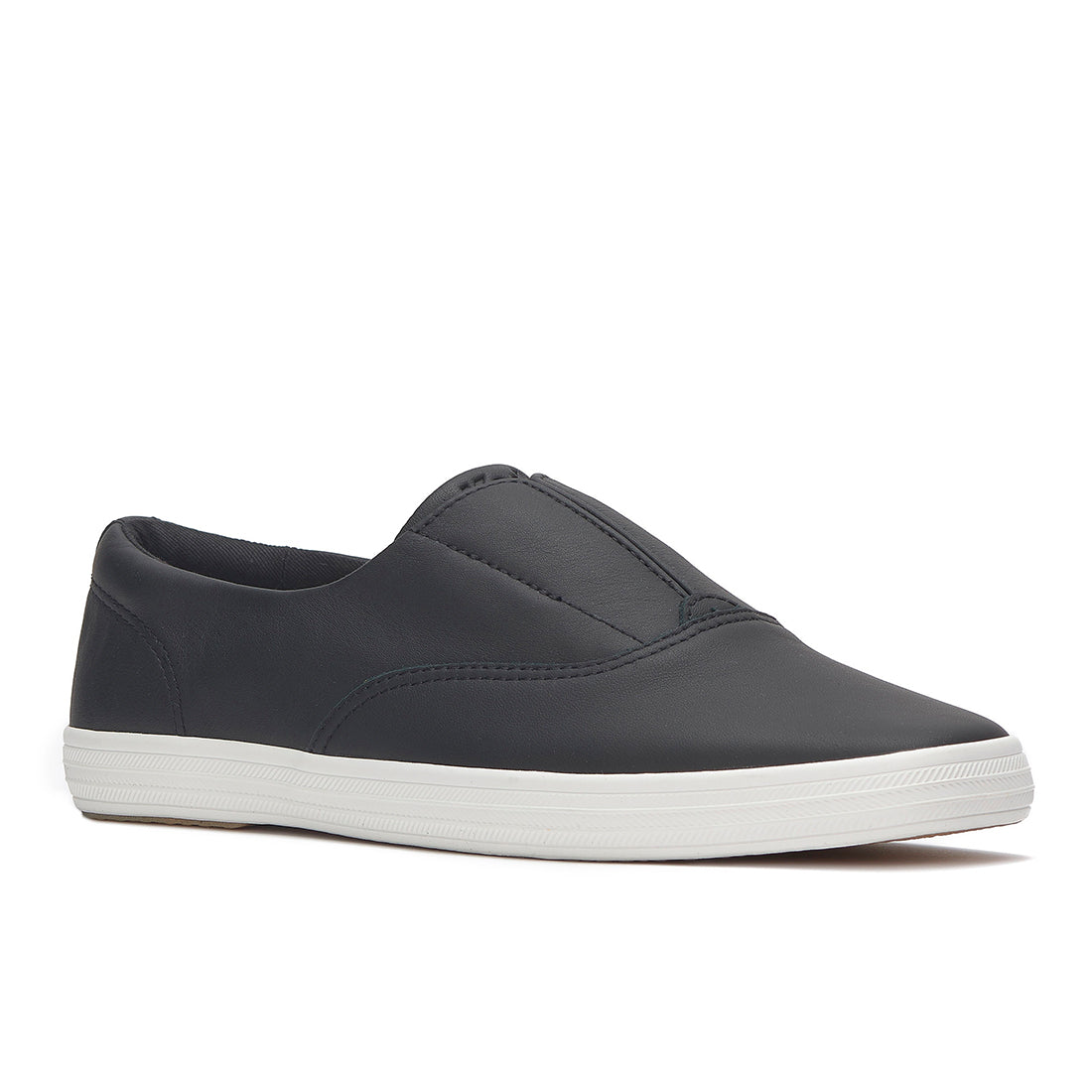 Keds Womens Champion Square Toe Slip Soft Leather Sneaker Black (WH68356)