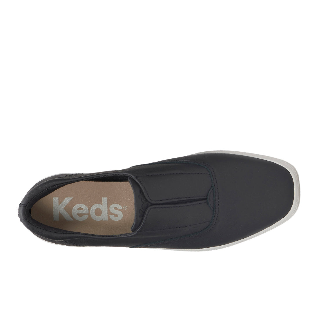 Keds Womens Champion Square Toe Slip Soft Leather Sneaker Black (WH68356)