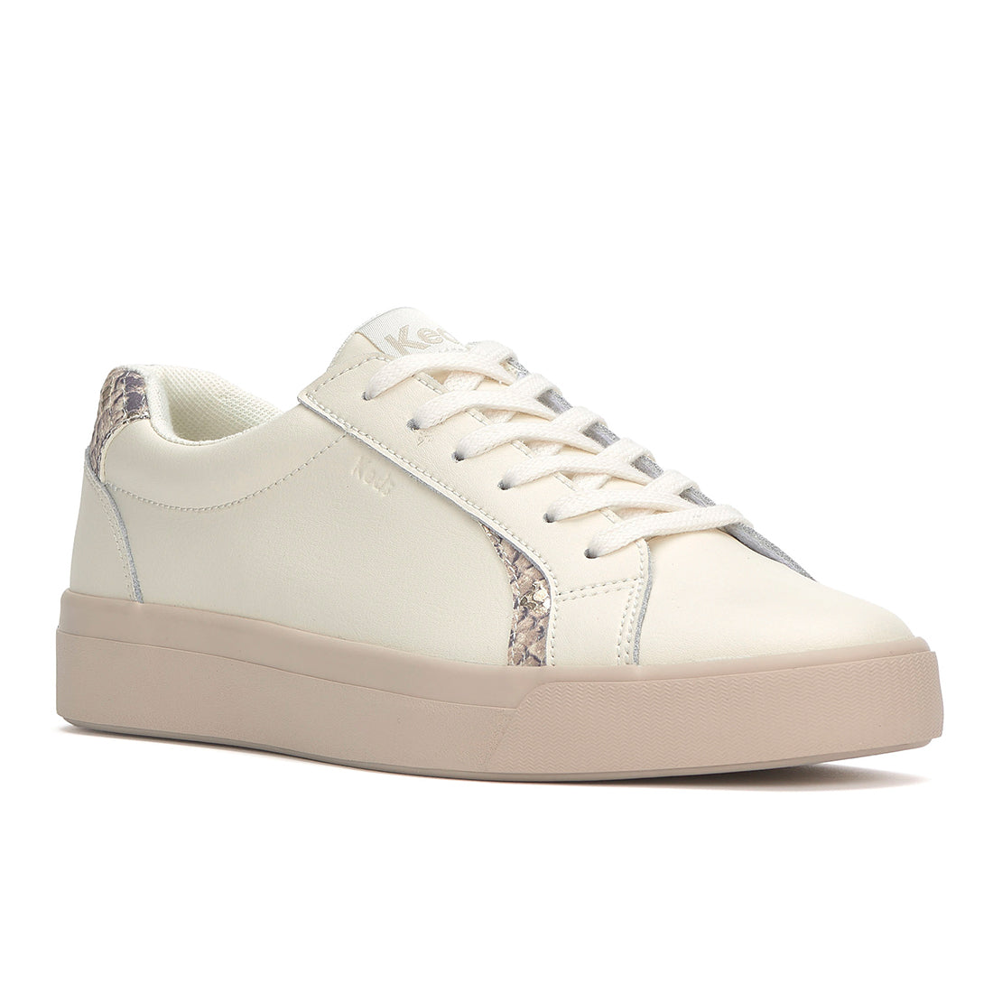 Keds Women's Pursuit Leather Snake Heel Fob Sneaker Egret (WH68391)