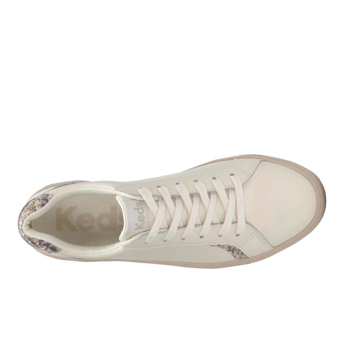 Keds Women's Pursuit Leather Snake Heel Fob Sneaker Egret (WH68391)