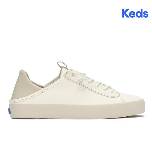 Keds Women's Kickback Crashback Leather Tone Off Foxing Egret/Oatmeal (WH68418)