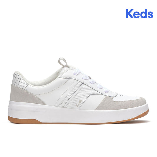 Keds Women's The Court II Leather/Suede Sneaker White/Grey (WH68488-CRTII6110)
