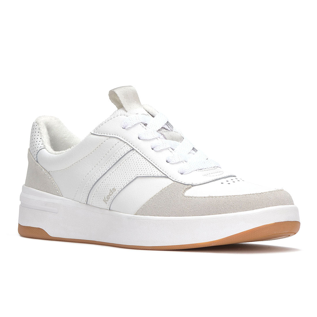 Keds Women's The Court II Leather/Suede Sneaker White/Grey (WH68488-CRTII6110)