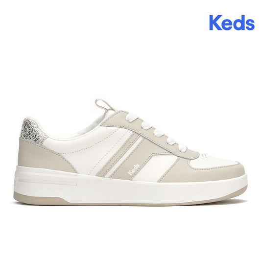 Keds Women's The Court II Leather Sneaker Oatmeal/Silver (WH68491-CRTII7A251)