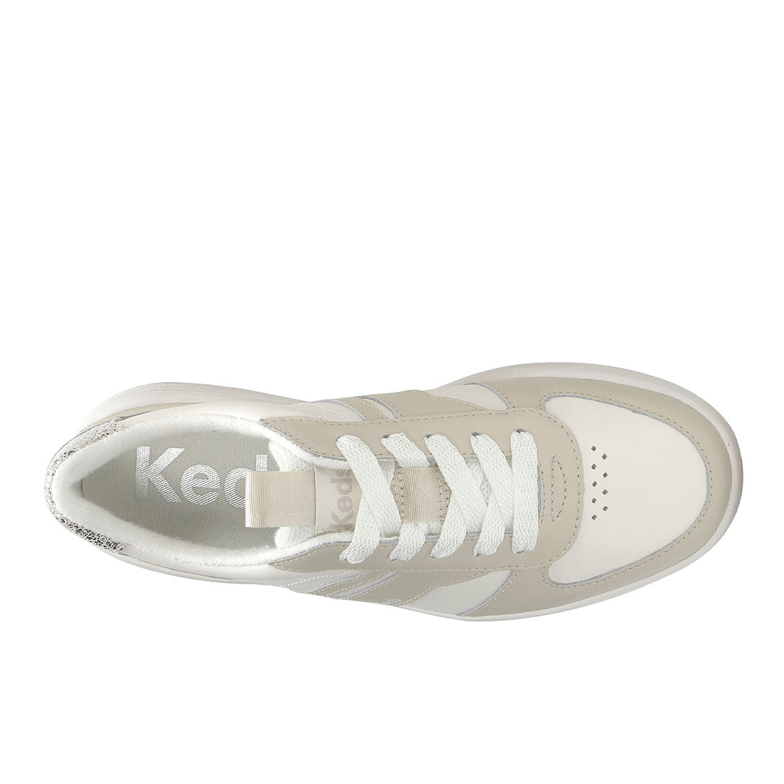 Keds Women's The Court II Leather Sneaker Oatmeal/Silver (WH68491-CRTII7A251)