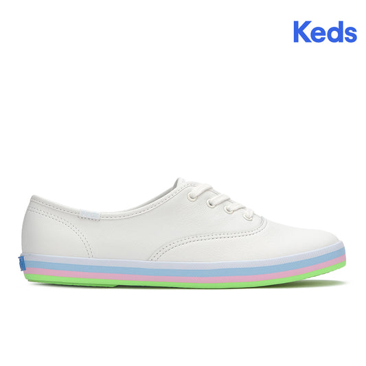 Keds Womens Champion Leather Foxing Stripe Sneaker Snow White (WH68578)