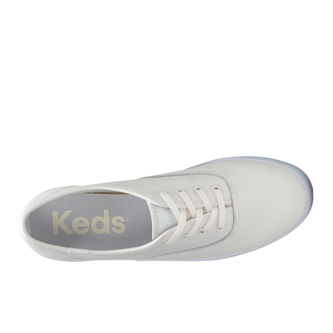 Keds Womens Champion Leather Foxing Stripe Sneaker Snow White (WH68578)