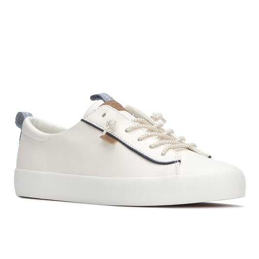 Keds Women's Kickback Leather Nautical Smu-25Ss Snow White/Navy (WH68602)