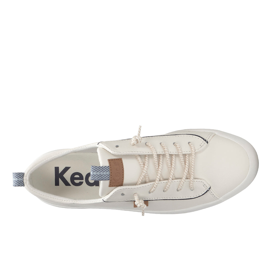 Keds Women's Kickback Leather Nautical Smu-25Ss Snow White/Navy (WH68602)