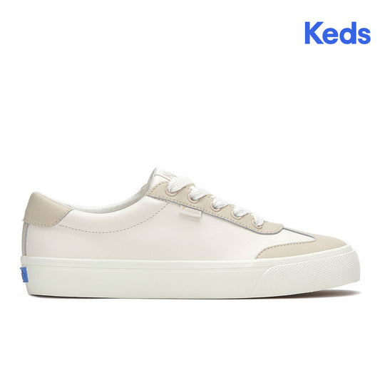 Keds Women's Jump Kick T-Toe Leather Sneaker Snow White/Oatmeal (WH68636-JKTOE6110)