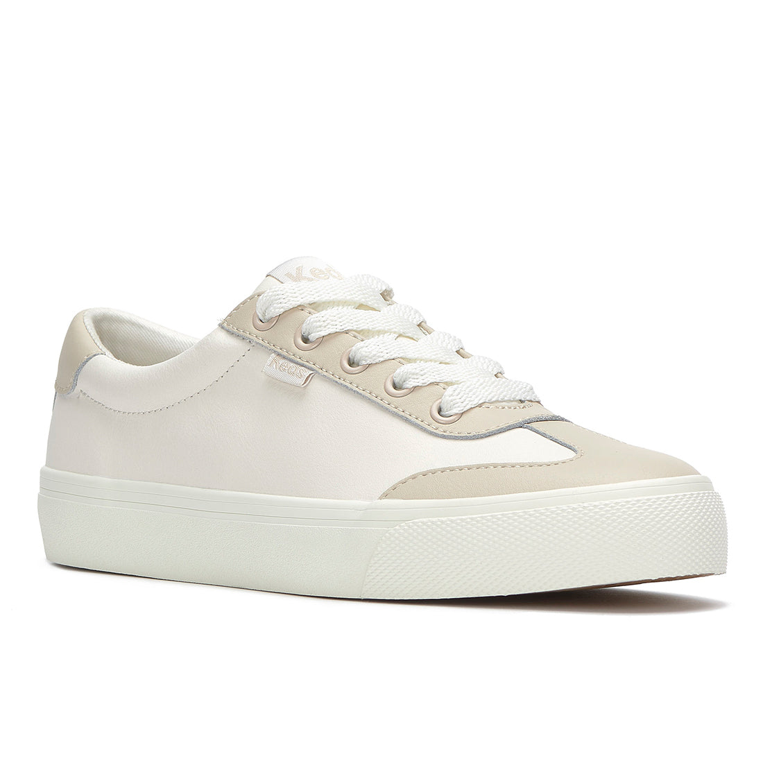 Keds Women's Jump Kick T-Toe Leather Sneaker Snow White/Oatmeal (WH68636-JKTOE6110)