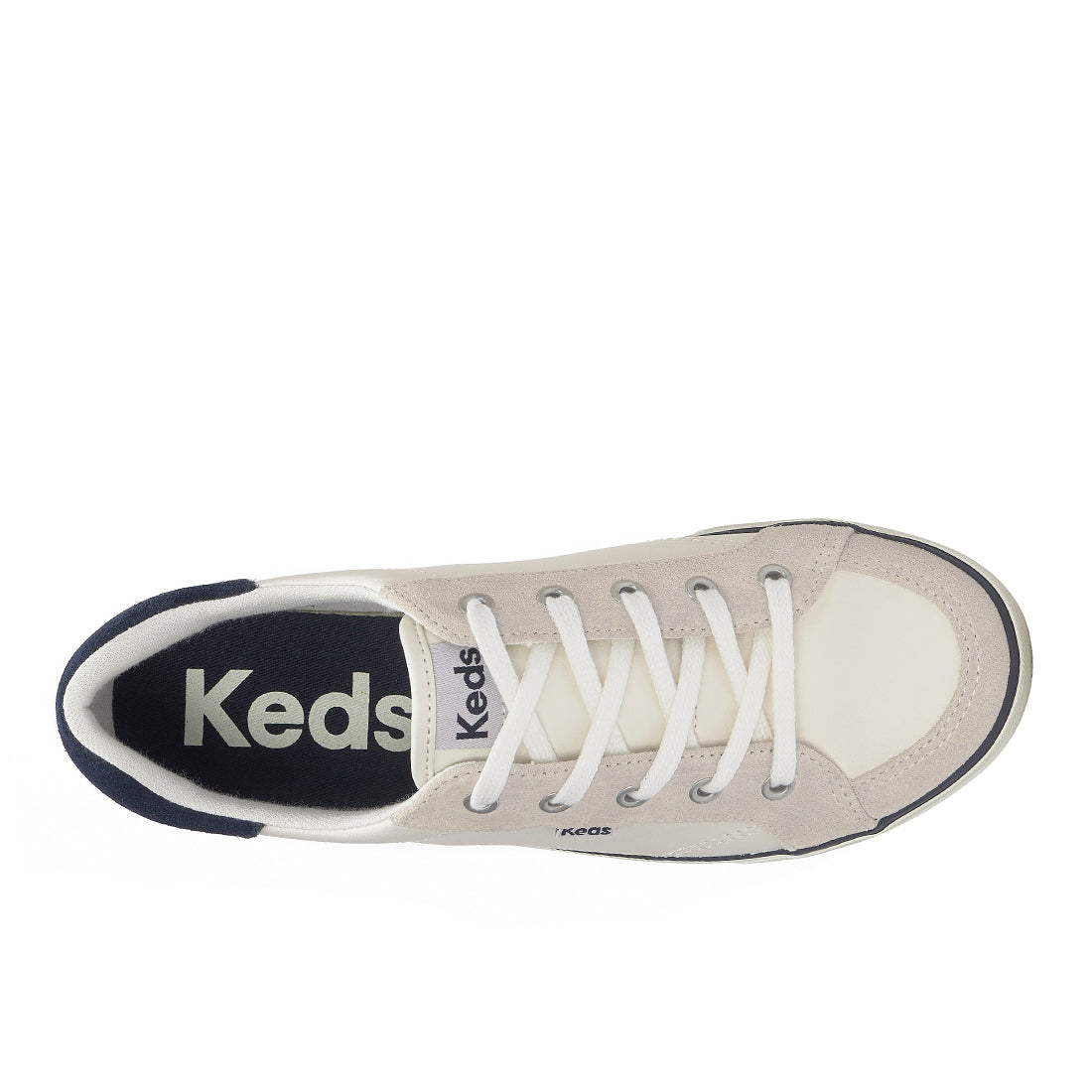 Keds Women's Center III Leather/Suede Sneaker Snow White/Navy (WH68640)