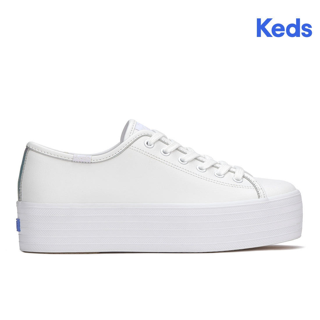 Keds Women's Triple Up Leather Iridescent Binding White/Iridescent (WH68928)