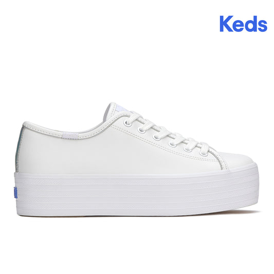 Keds Women's Triple Up Leather Iridescent Binding White/Iridescent (WH68928)