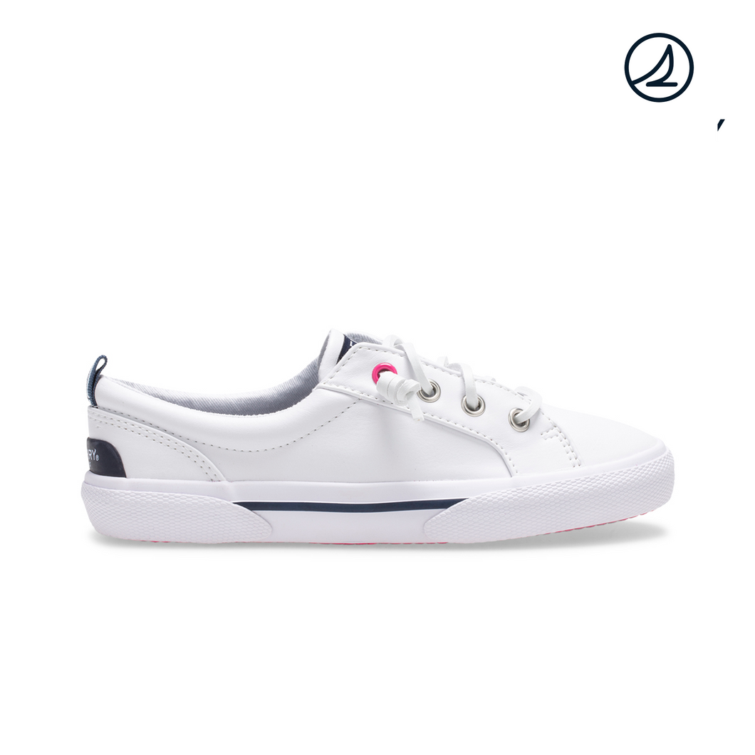 Sperry Little Girl's Pier Wave White Sneaker (SCK163656)