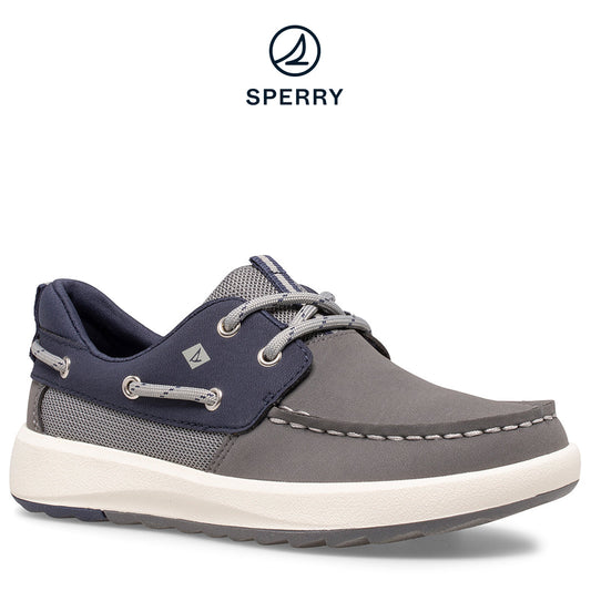 Sperry Kid's Fairwater PLUSHWAVE™ Boat Shoe Grey/Navy (STK265251)