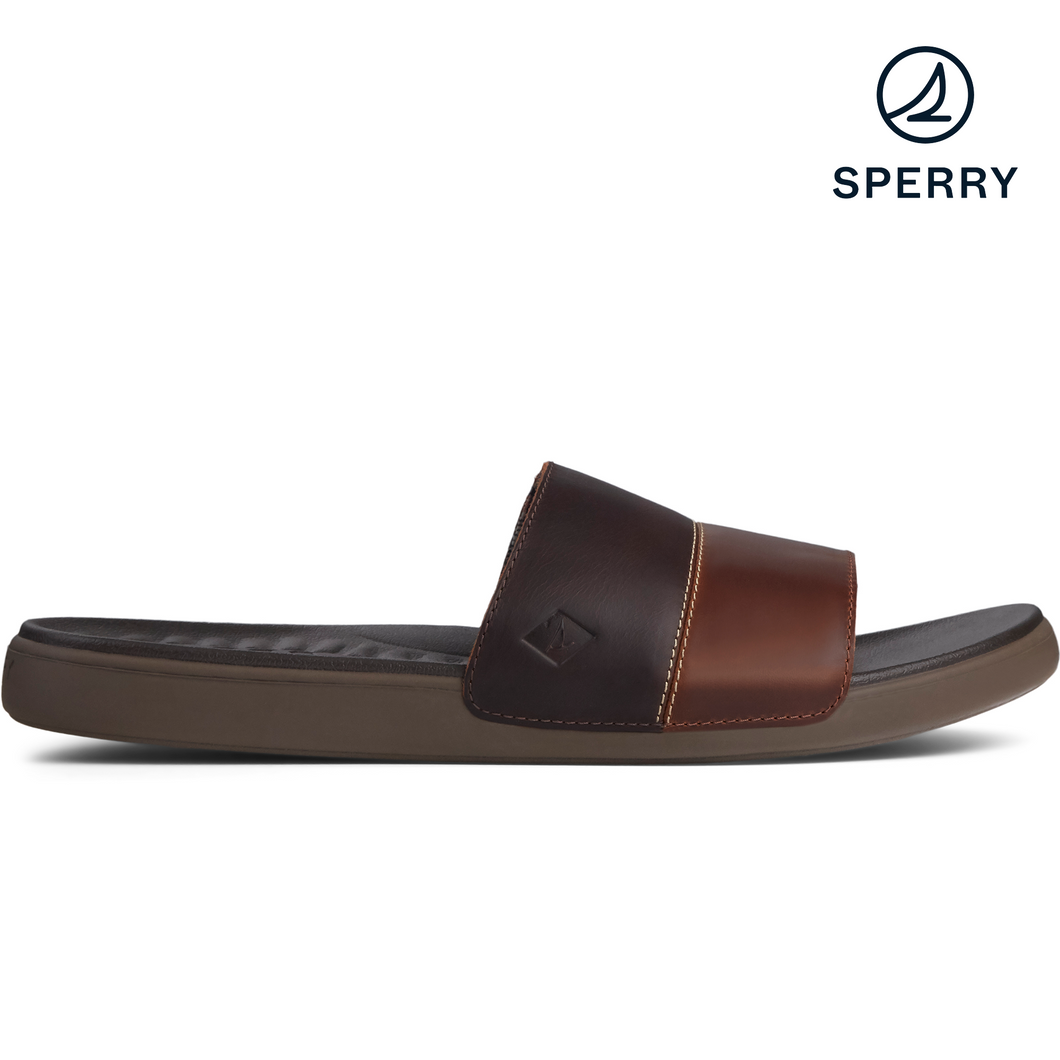 Sperry Mens Plushwave Dock Slide Leather / Brown