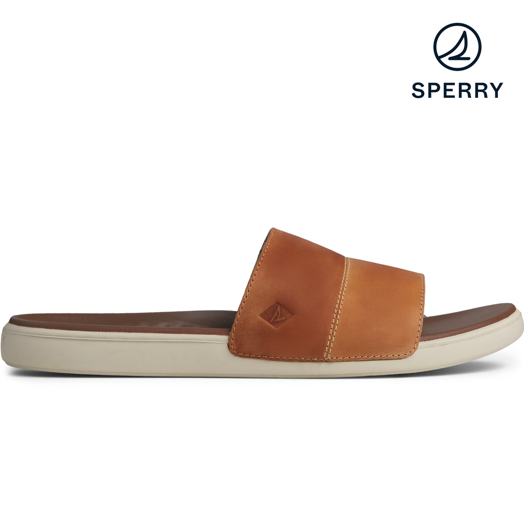 Sperry Mens Plushwave Dock Slide Leather / Tan