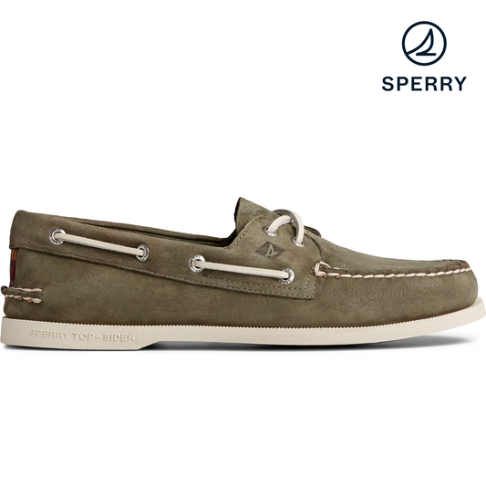 Sperry Men's Top-Sider Authentic Original 2-Eye Surf Boat Shoe / Olive Nubuck (STS22797)