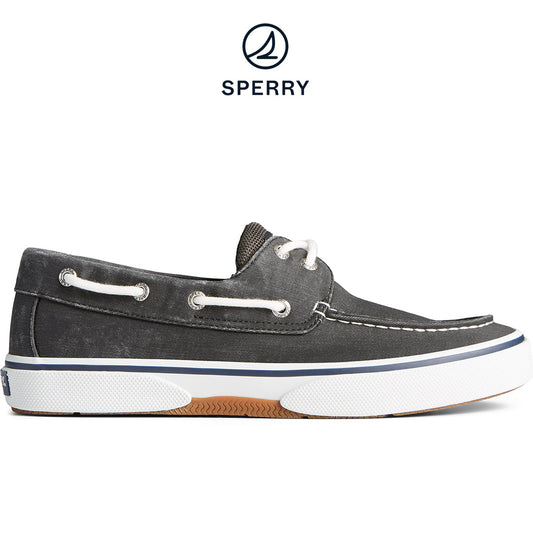 Sperry Men's Halyard 2-Eye  Saltwashed Sneaker Black (STS23586)