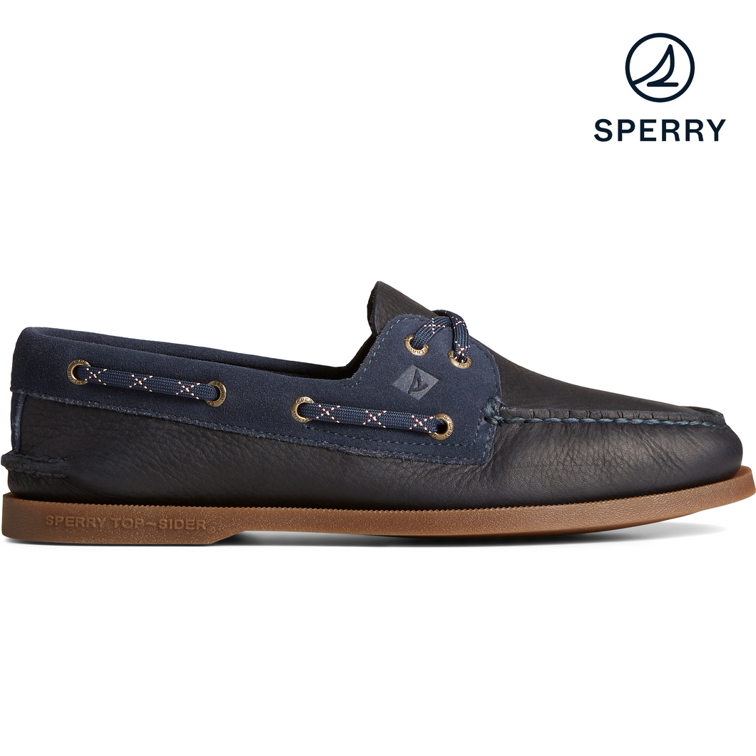 Sperry Men's Authentic Original Tumbled/Suede Boat Shoe - Navy (STS24532)
