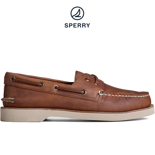 Sperry Men's Authentic Original 2-Eye Double Sole Cross Lace Boat Shoe Dark Tan (STS25283)