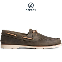 Load image into Gallery viewer, Sperry Men&#39;s Leeward 2-Eye Houndstooth Boat Shoe Olive (STS25397)
