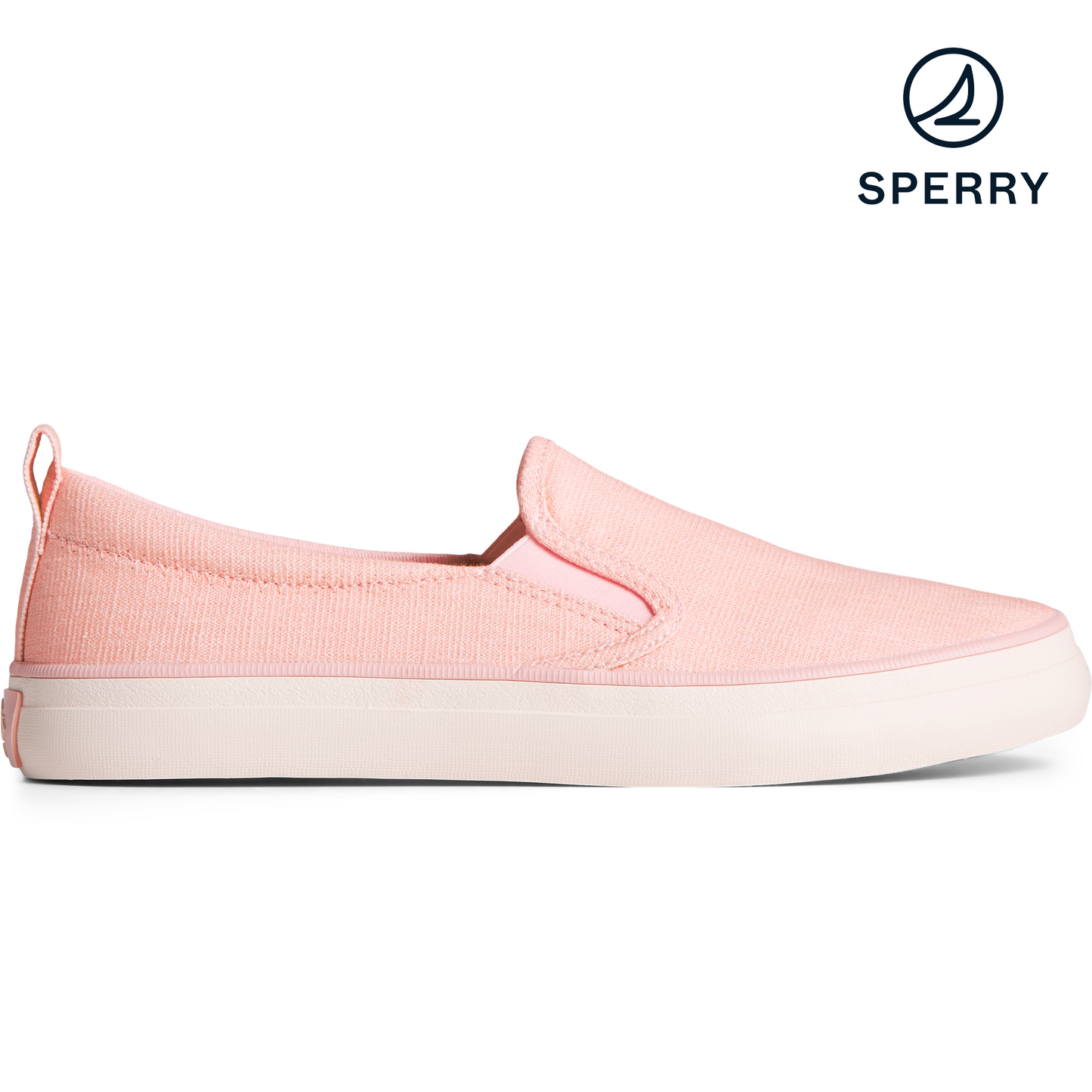 Sperry Women's Crest Twin Gore Shimmer Slip On Sneaker - Pink (STS88457)