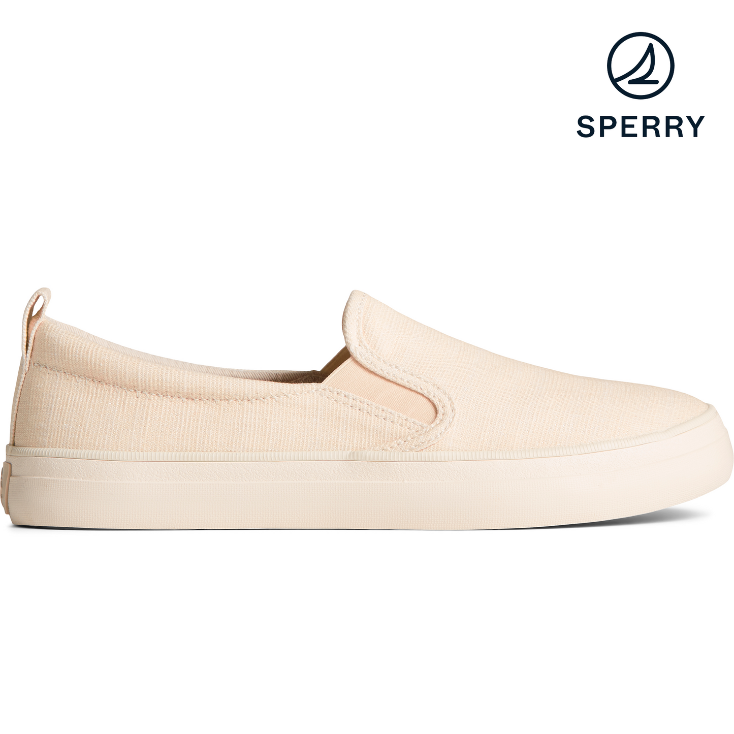 Sperry Women's Crest Twin Gore Shimmer Slip On Sneaker - Off White (STS88459)
