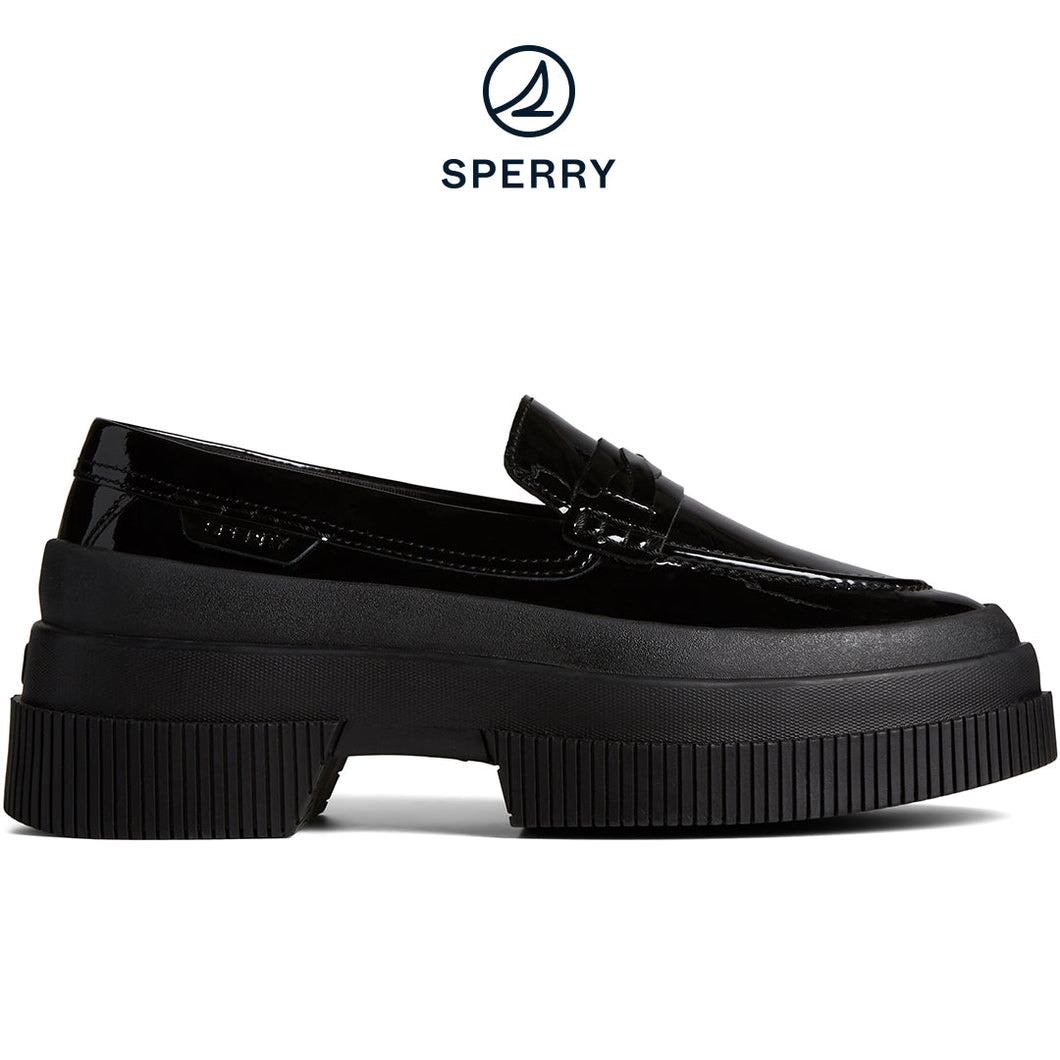 Sperry Women's Platform Leather Loafer Black (STS88575)