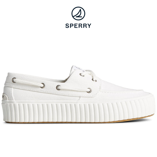 Sperry Women's SeaCycled™  Pier Wave Platform Boat Sneaker White (STS88788)