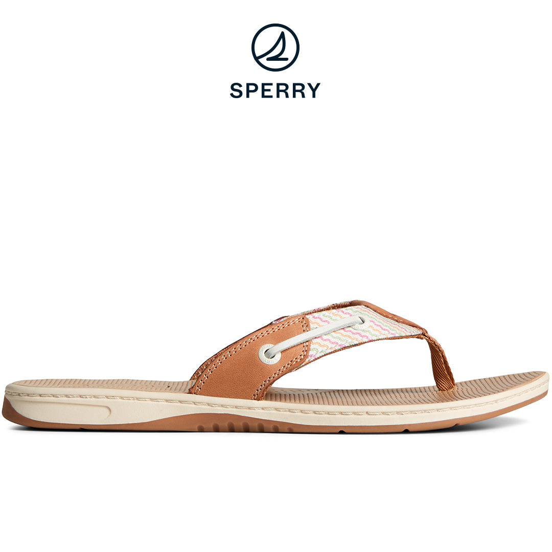 Sperry Women's Seafish Resort Leather Flip Flop Sahara (STS88818)