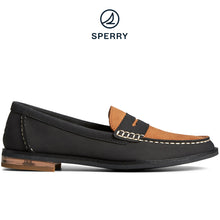 Load image into Gallery viewer, Sperry Women&#39;s Seaport Penny Leather Loafer with Acrylic Black/Tan (STS88971)
