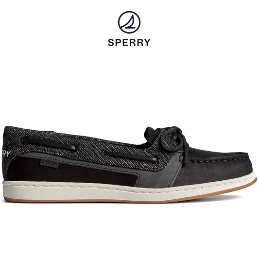 Sperry Women's Starfish 1-Eye Leather Baja Boat Shoe Black (STS89034)