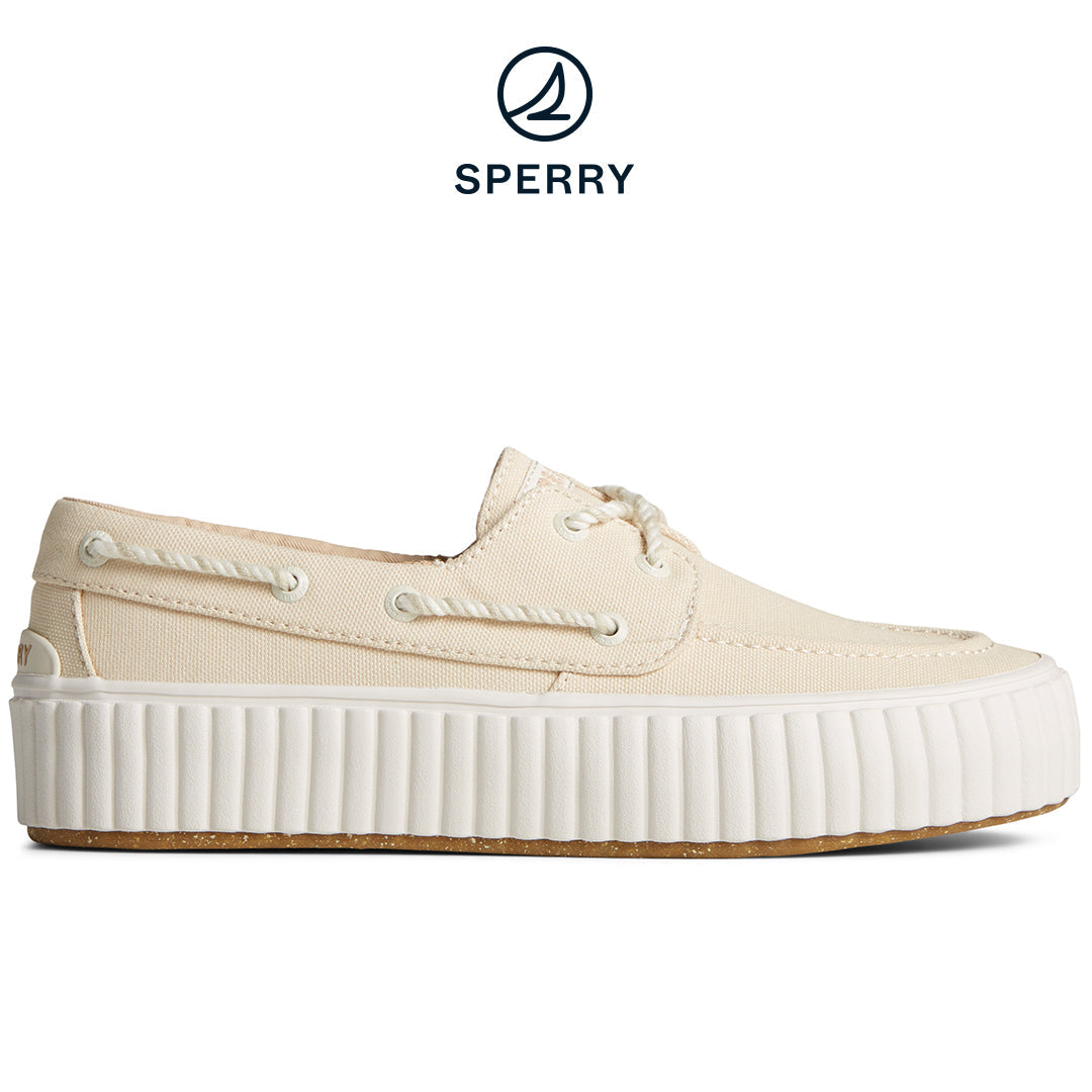 Sperry Women's SeaCycled™  Pier Wave Platform Resort Boat Sneaker Cream (STS89067)