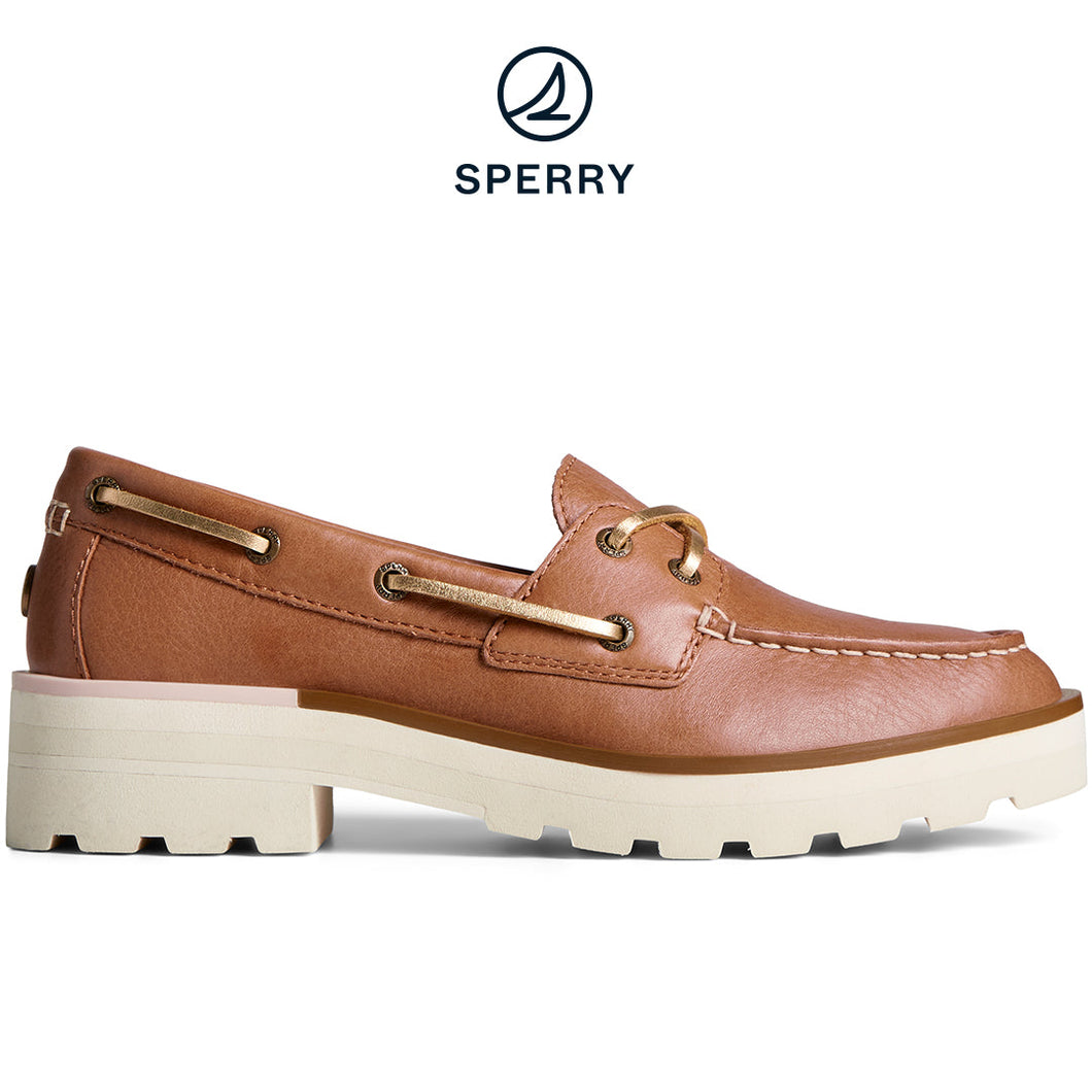 Sperry Women's Chunky 2-Eye Leather Boat Shoe Tan (STS89096)