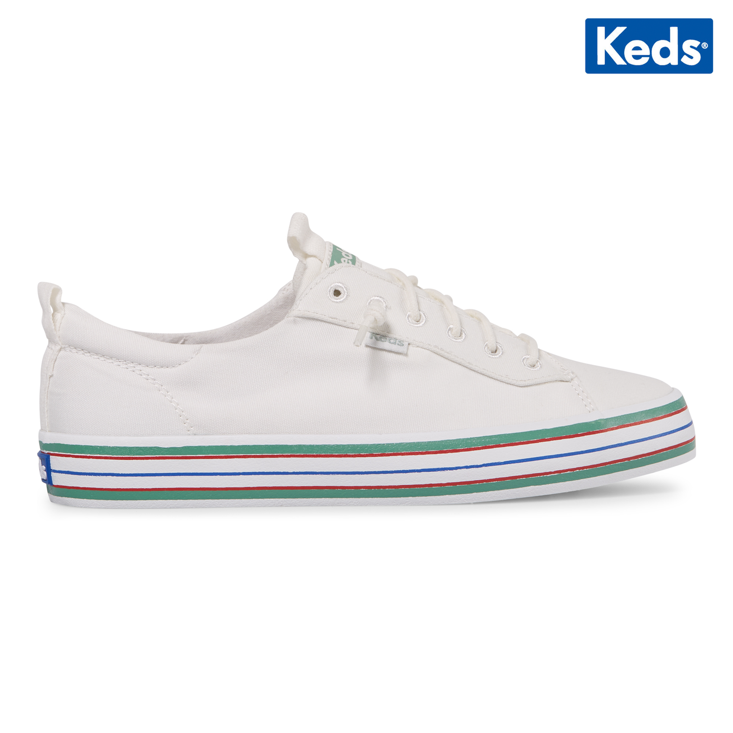 Keds Women's Kickback Surf Stripe Foxing--Wht-White WF66324